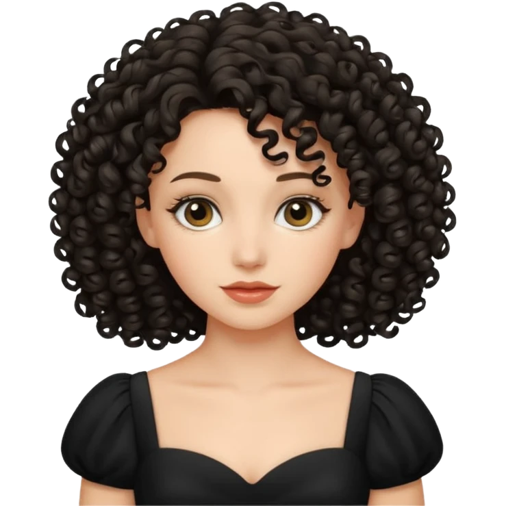 black dress curly hair emoji