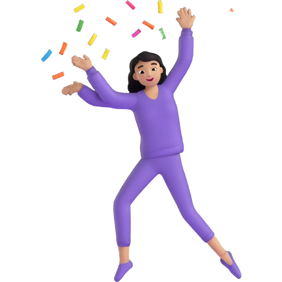 person dancing with confetti, happy Friday vibe emoji