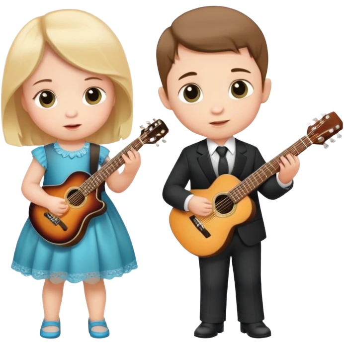 Twin baby’s girl movie star boy guitar rock star emoji