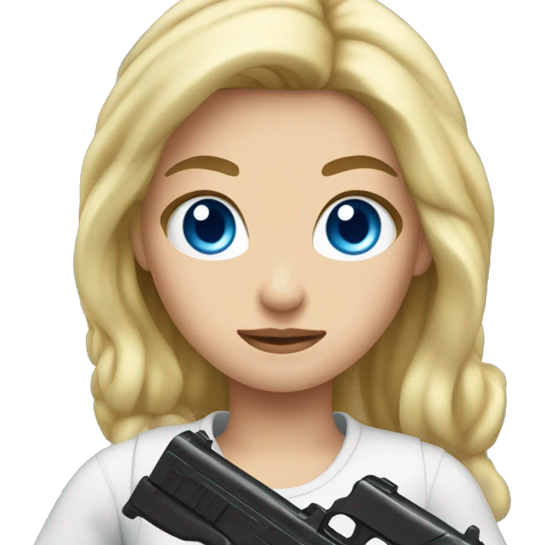 Blonde hair blue eyes girl holding gun  emoji