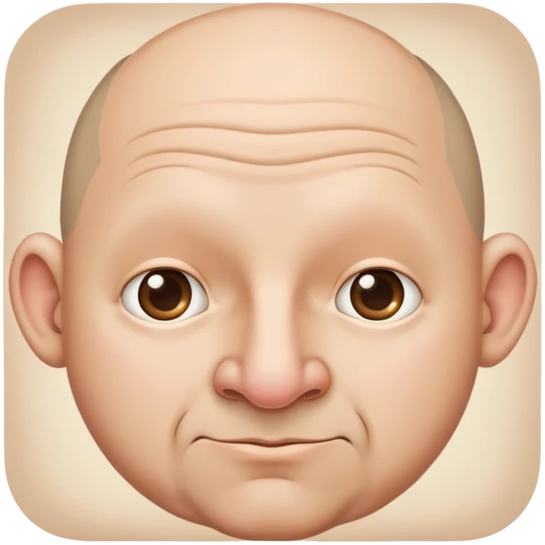 Bald guy with big ears, big nose and a little fatty emoji
