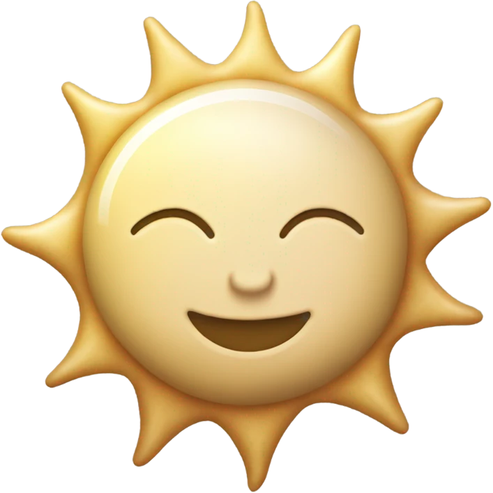 Sparkly glossy beige crescent sun emoji