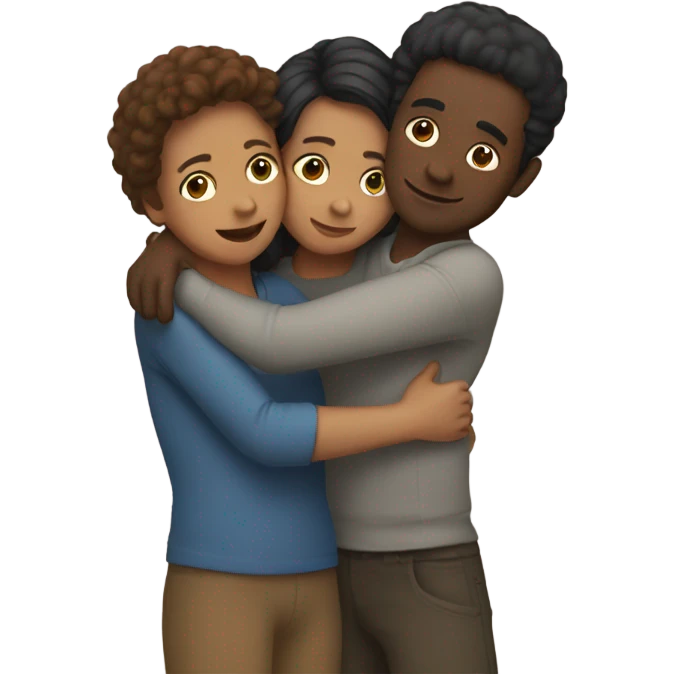 Three people hugging emoji