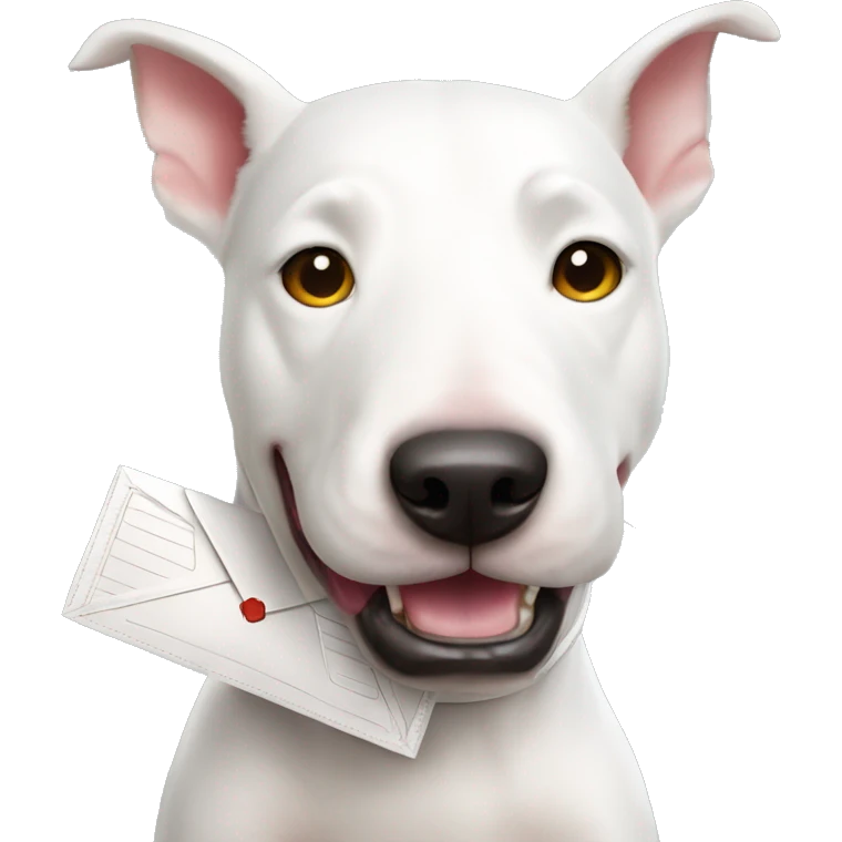 White Bull terrier with mail   emoji