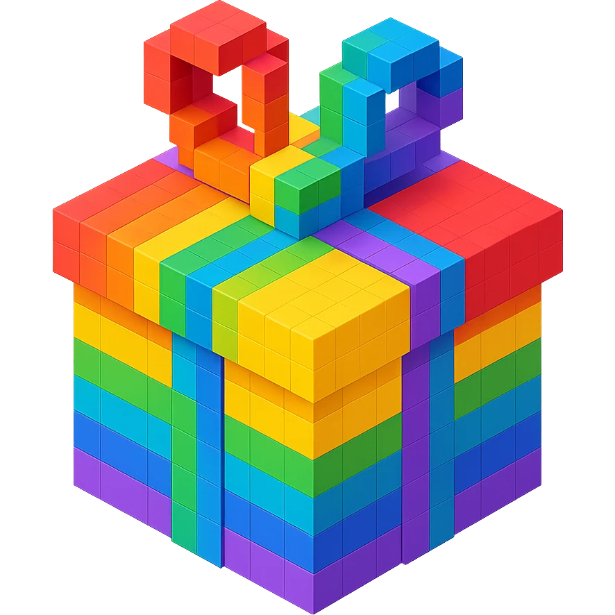Rainbow gift emoji