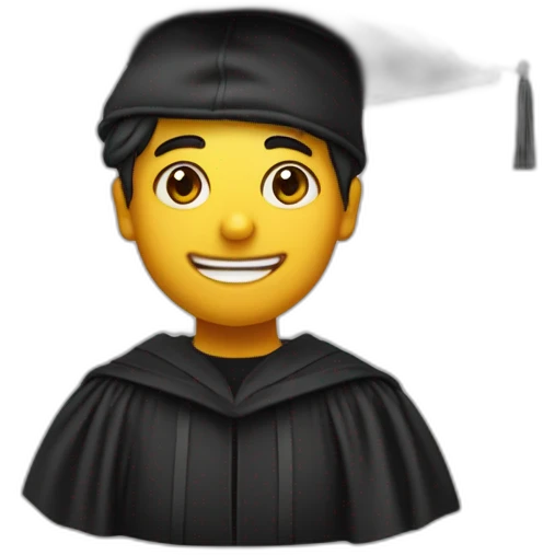 Un ragazzo con in testa il cappello di laurea colore nero emoji