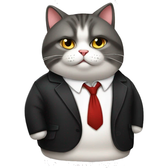 Mafia cute and cool chubby cat emoji