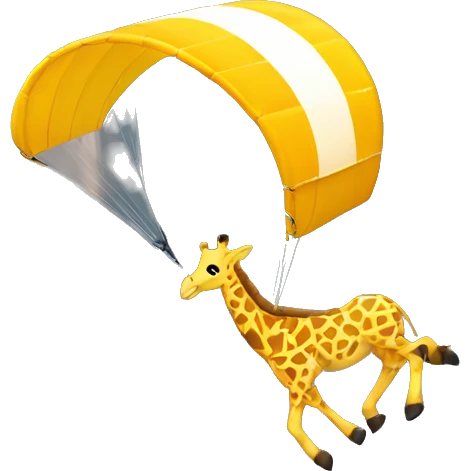 A giraffe paragliding down a mountain  emoji