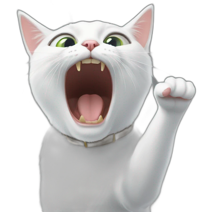 Shouting pointing lady white cat with the lady meme emoji