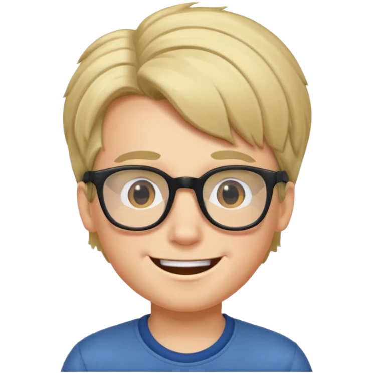 un ragazzo con gli occhiali e capelli in avavnti che fa l'occhiolino ed è felice emoji