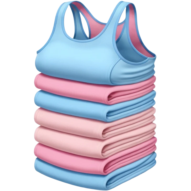 Multiple tank tops, one cream one baby blue one pink emoji