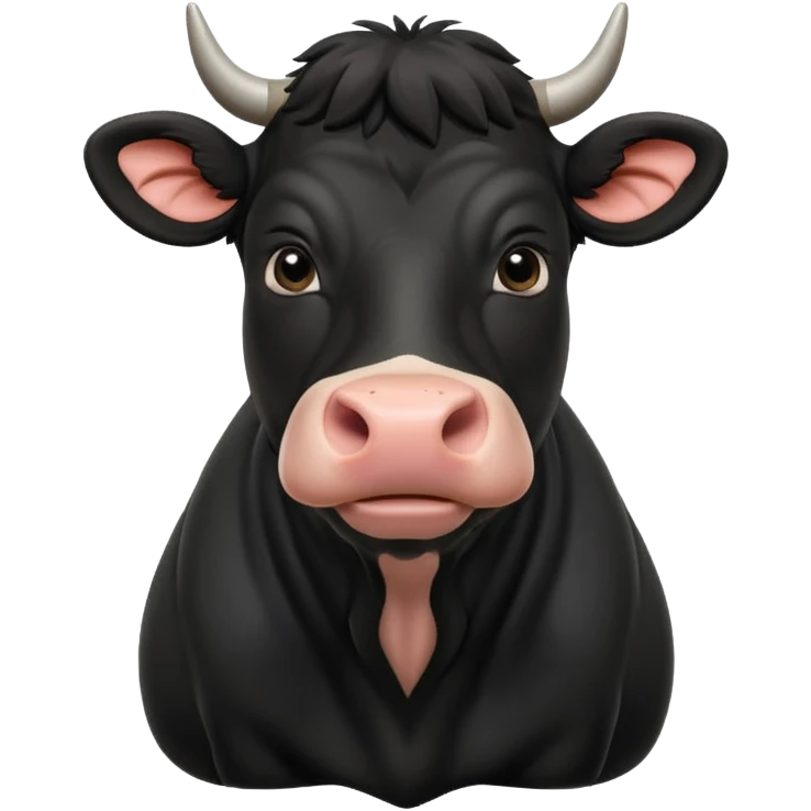 Aberdeen Angus cow, front view, realistic black coat, simple background emoji