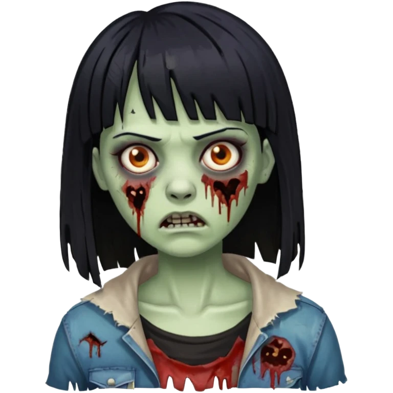 Zombie woman with black hair and bangs emoji
