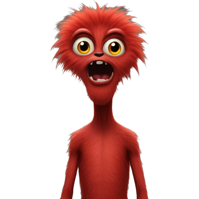Red furry alien looking shocked emoji