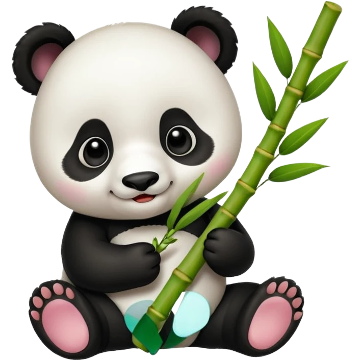 baby panda eating bamboo emoji