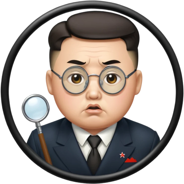 Kim Jong Un from North Korea looking through a monocle with angry expression emoji