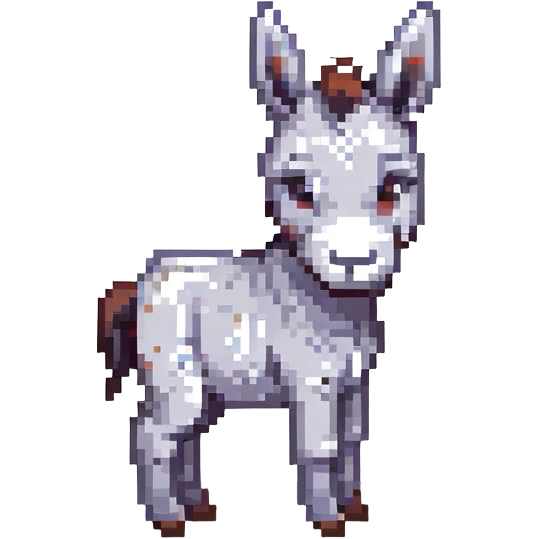 the donkey from Shrek, pixel art style, cute appearance emoji