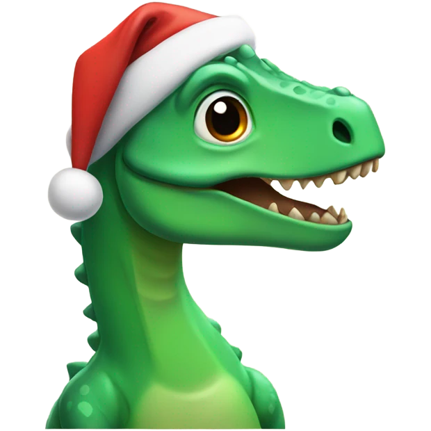 Dinosaur with a Santa hat emoji