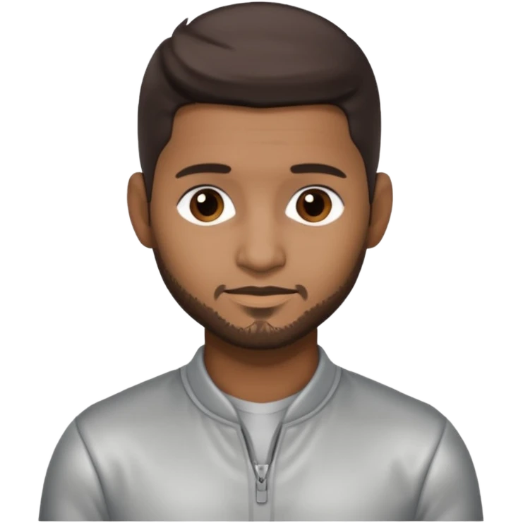 Usher with dark brown hair, silver outfit emoji