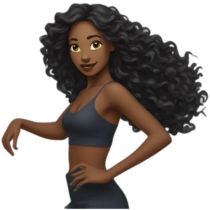 Beautiful long hair Black women dance emoji