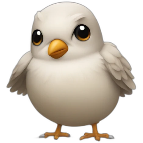 a small bird with human arms and big biceps emoji