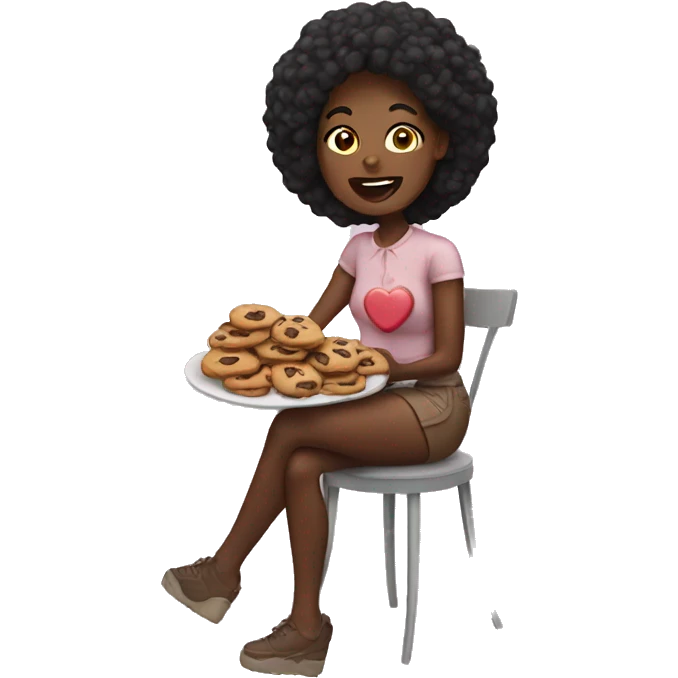Black woman with love eating cookie emoji