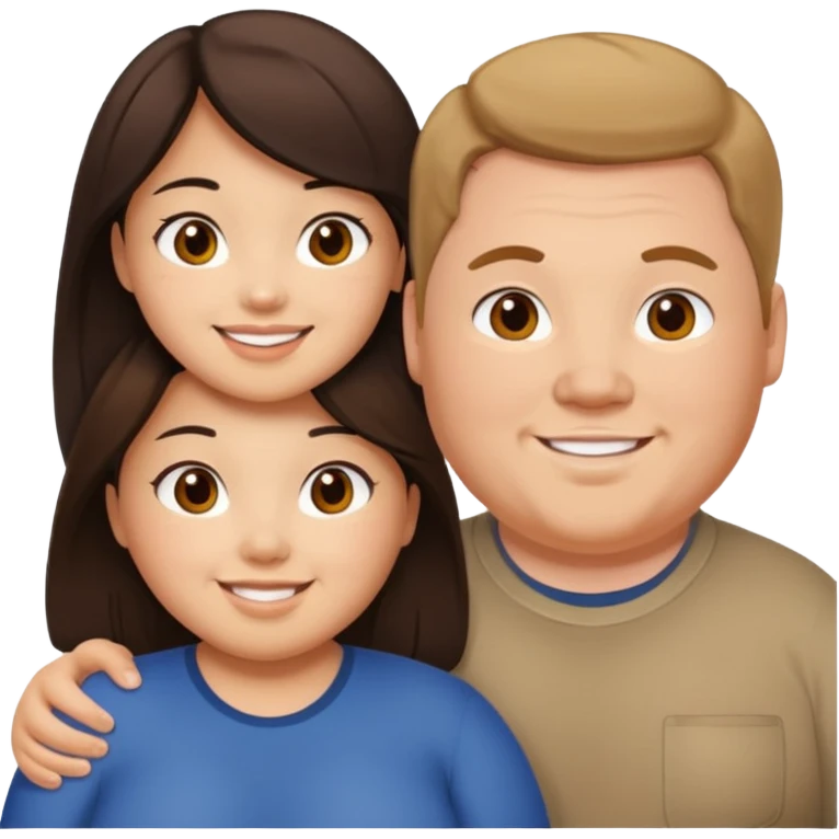fat brunette white guy with fat brunette asian girl emoji