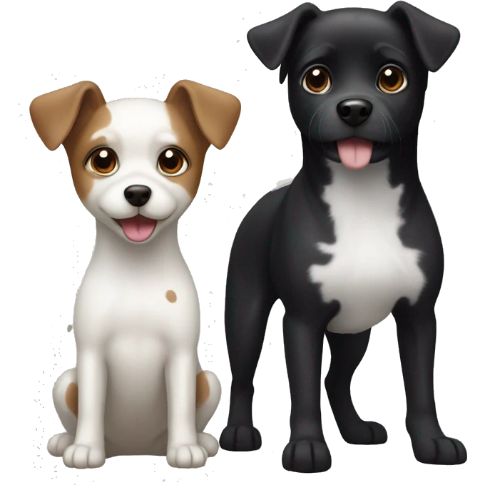 small black dog and small white dog with light brown spots  emoji