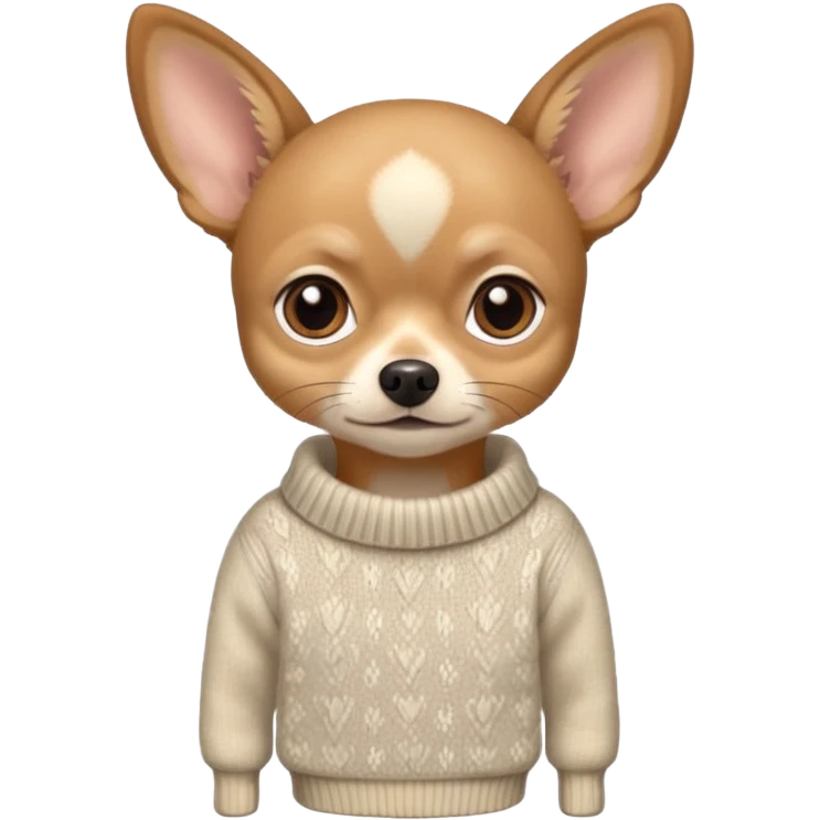 All Tan deer-head chihuahua sitting wearing a sweater emoji