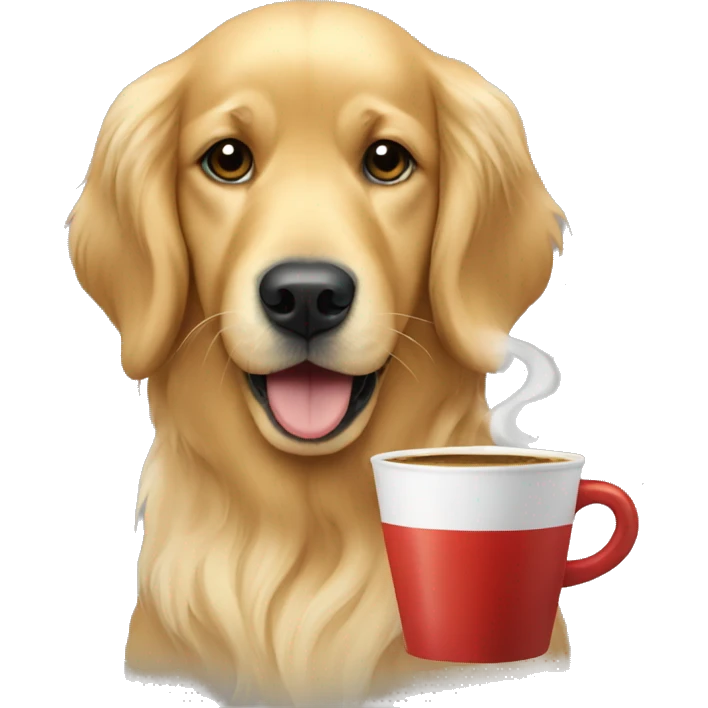 Golden retriever sipping coffee emoji