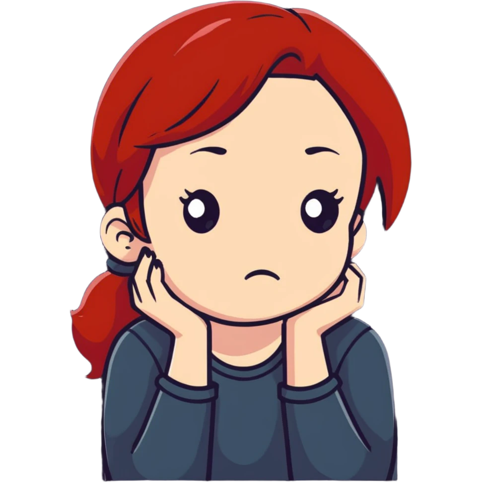 redhead girl sad expression emoji