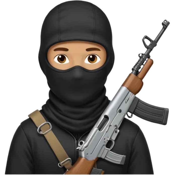 Hombre con pasamontañas con ak47 emoji