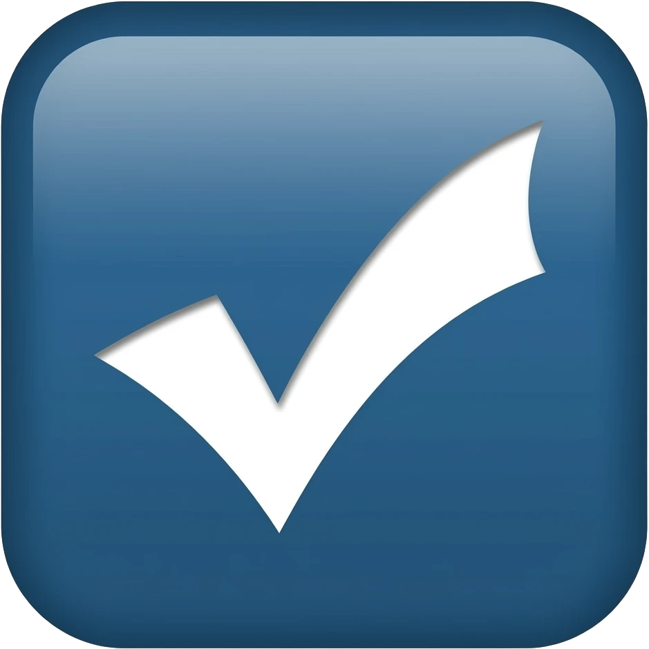 A white check in a dark blue square emoji