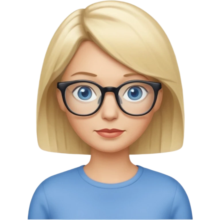 white woman about 50 blonde bobbed hair blue eyes glasses emoji
