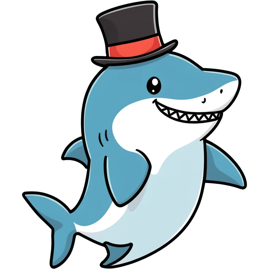 Shark with a top hat emoji