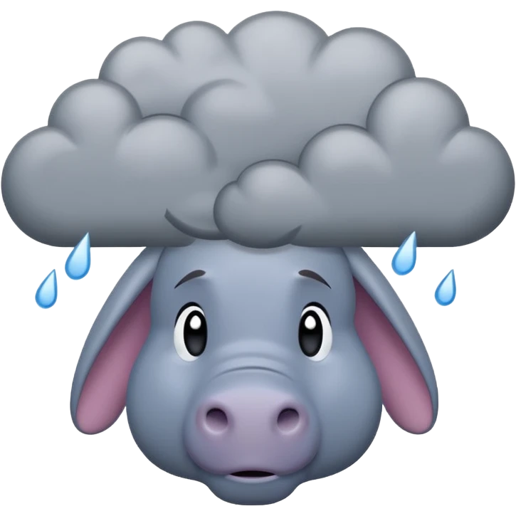 Eeyore under a raining cloud emoji