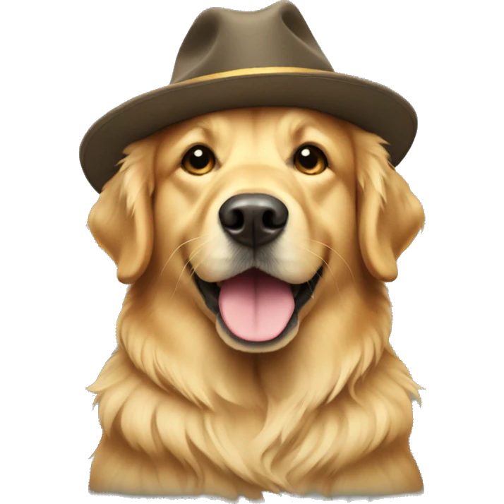 Golden retriever in a hat emoji