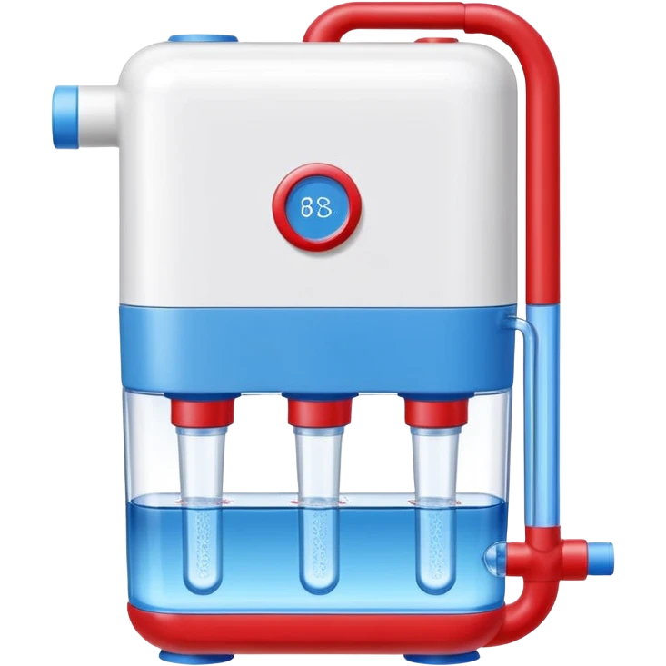 “Flat icon of a dual-temperature water purifier with red and blue nozzles, modern white body, clean vector style” emoji