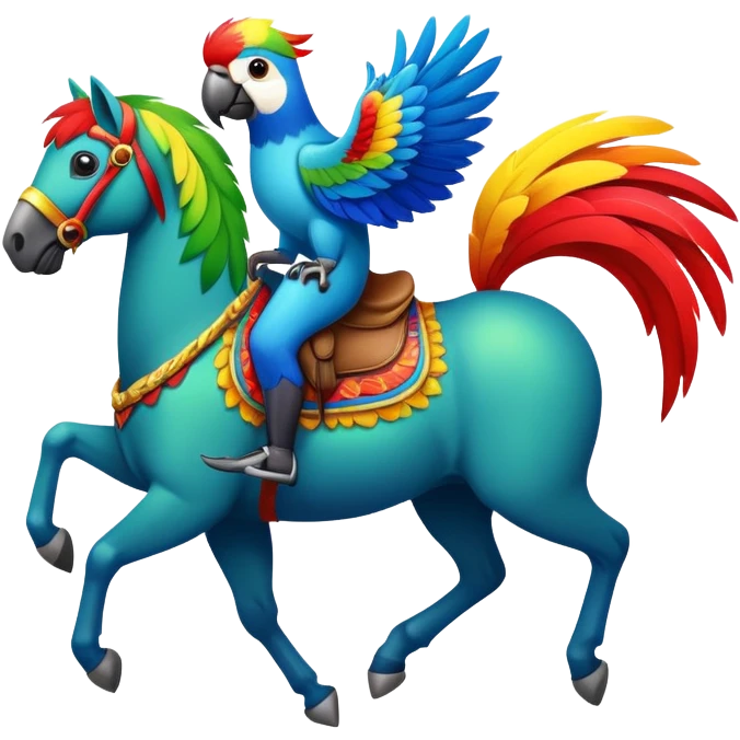 сгенерируй попугая на лошади emoji
