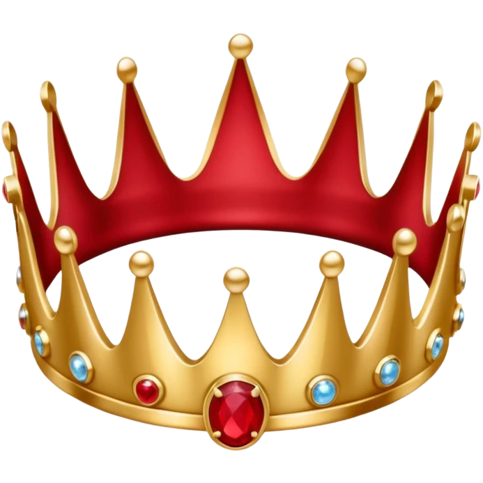 couronne en or à 3 pointes avec un énorme rubis au centre en cabochon emoji