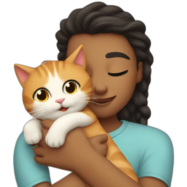 cat cuddles human emoji