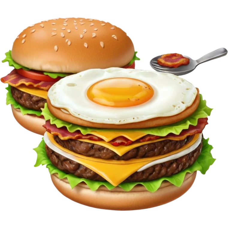 can you make me a breakfast item mixed into a lunch item? so like half burger half breakfast sandwhich. can you make the half be vertical so left side is breakfast sandwhich and right side is a burger emoji