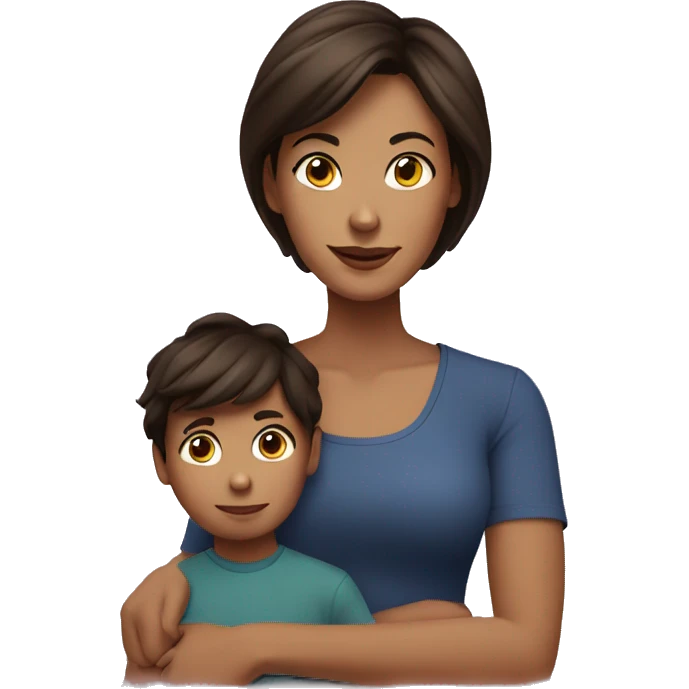 Brunette Mom with son emoji