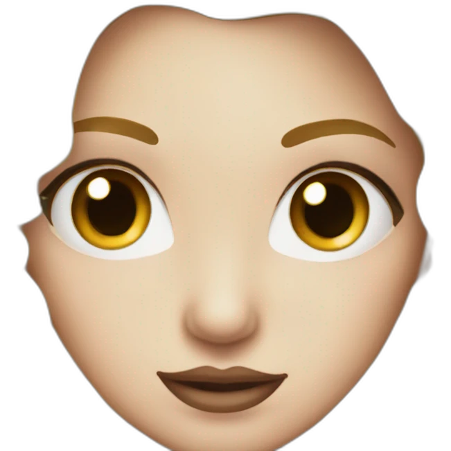 female with blonde bun, blue eyes and a Siilo logo tattooed on forehead emoji