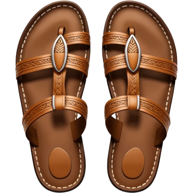 generate an ios genmoji of a kolhapuri chappal (brown) emoji