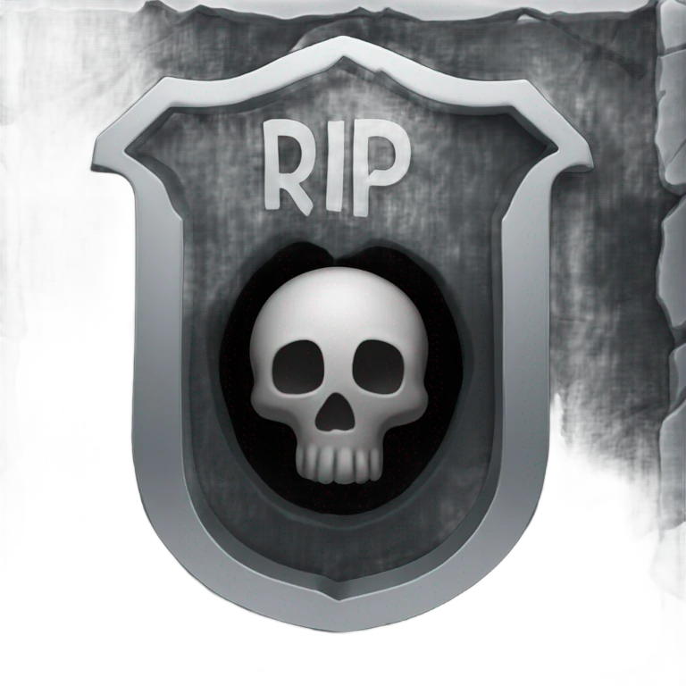 a black grave with the letters RIP on a silver  emoji