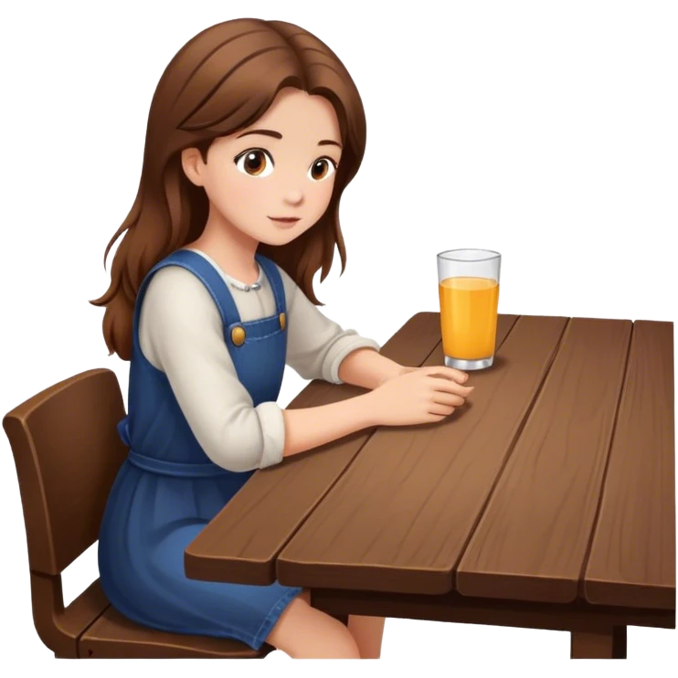 Side view of a girl sitting at a table emoji
