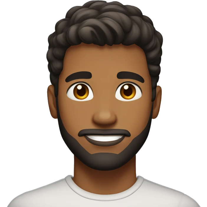 Young man with a warm medium skin tone, thick dark hair with fade on the sides, neatly trimmed beard, and an oval-shaped face.







 emoji