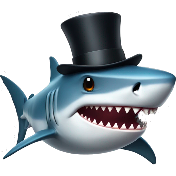 Shark with a top hat emoji