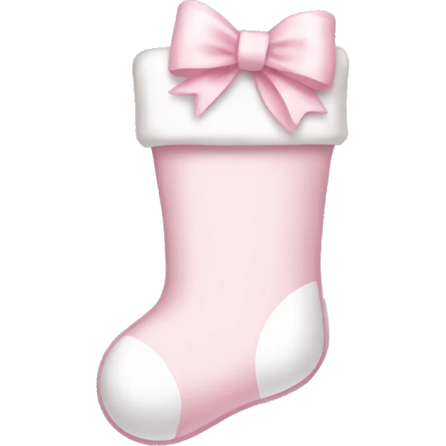 pale pink and white stocking with pale pink bow stuffed with gifts emoji